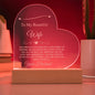 To My Wife - Heart Shaped Acrylic Plaque Anniversary Wedding Birthday Valentine's Day