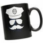 Police Face Mustache Black Coffee Mug | Funny Mugs
