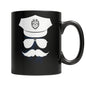 Police Face Mustache Black Coffee Mug | Funny Mugs