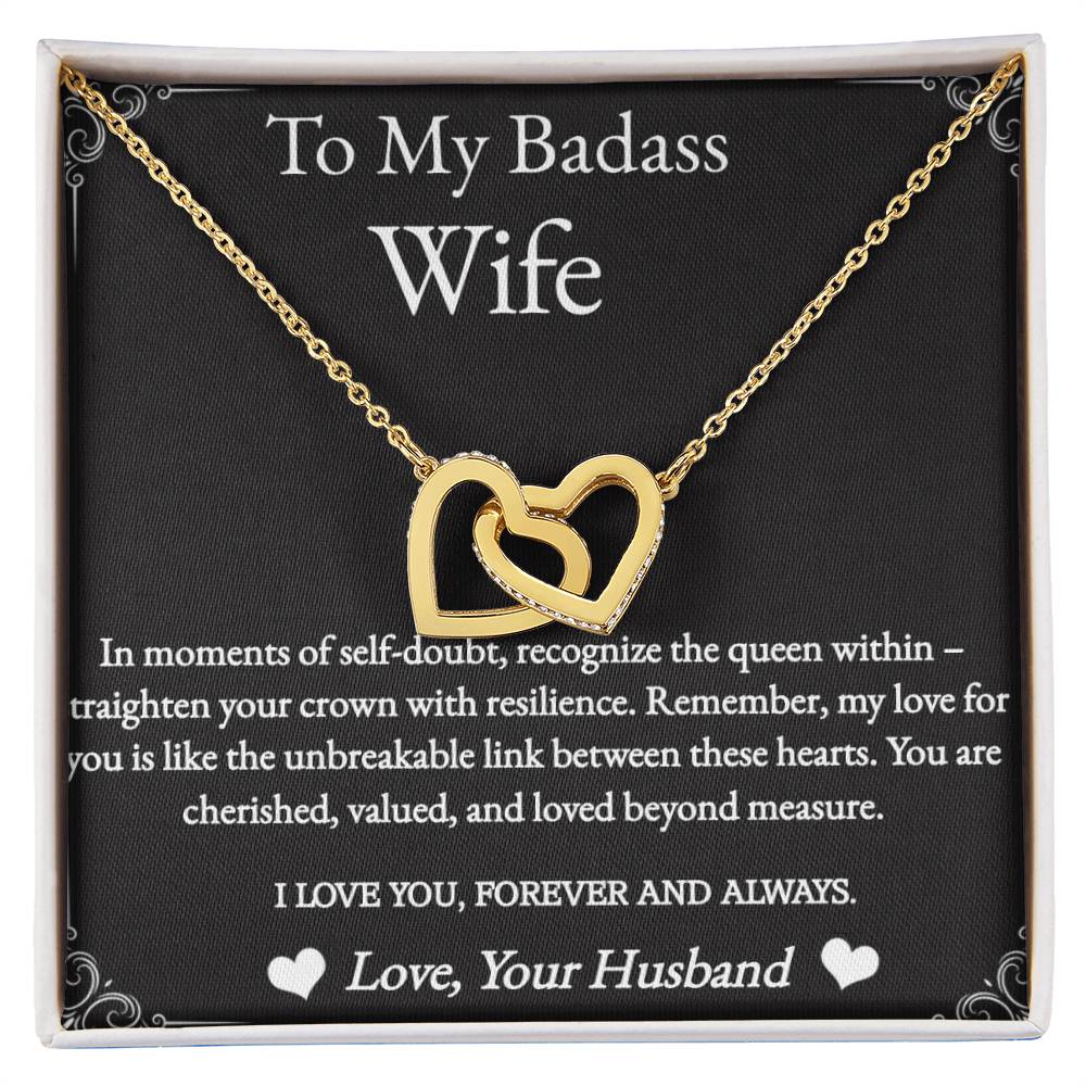 To My Badass Wife Necklace Gift for Wife Birthday Wife Anniversary Gold Heart Necklace