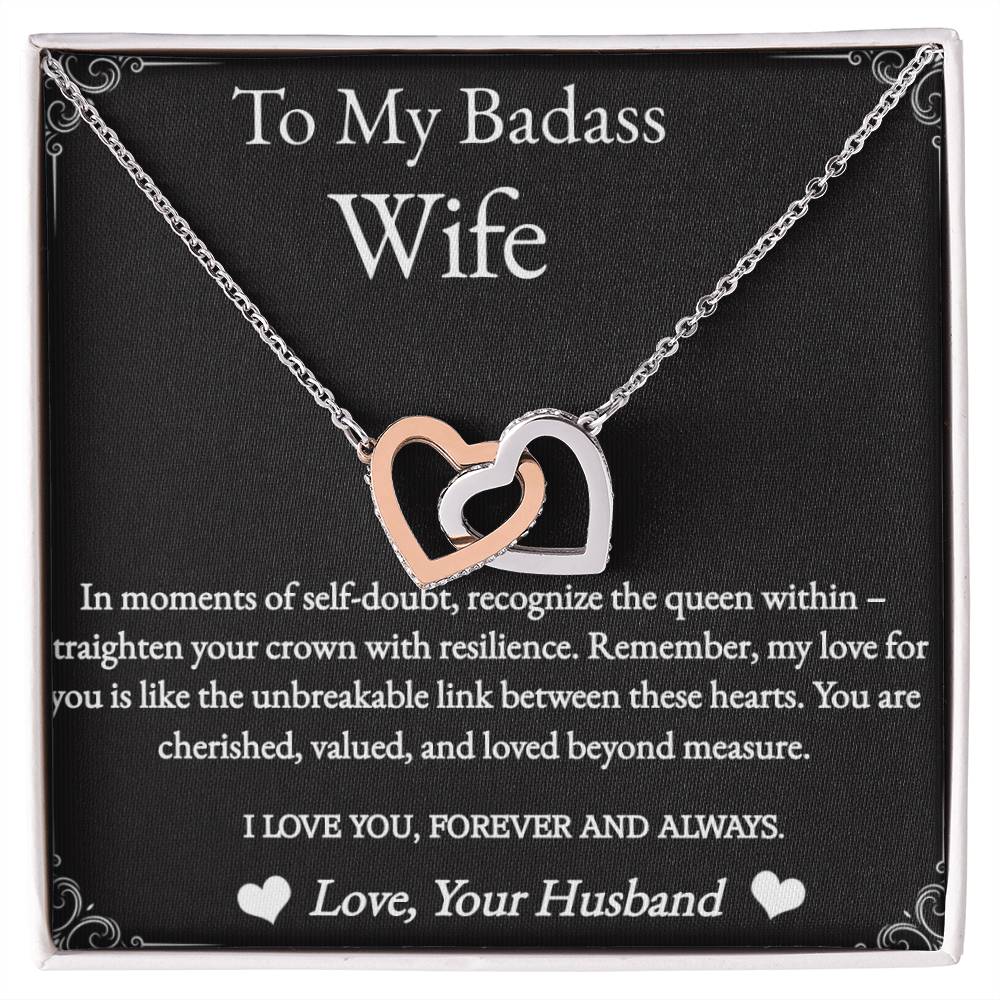 To My Badass Wife Necklace Gift for Wife Birthday Wife Anniversary Gold Heart Necklace