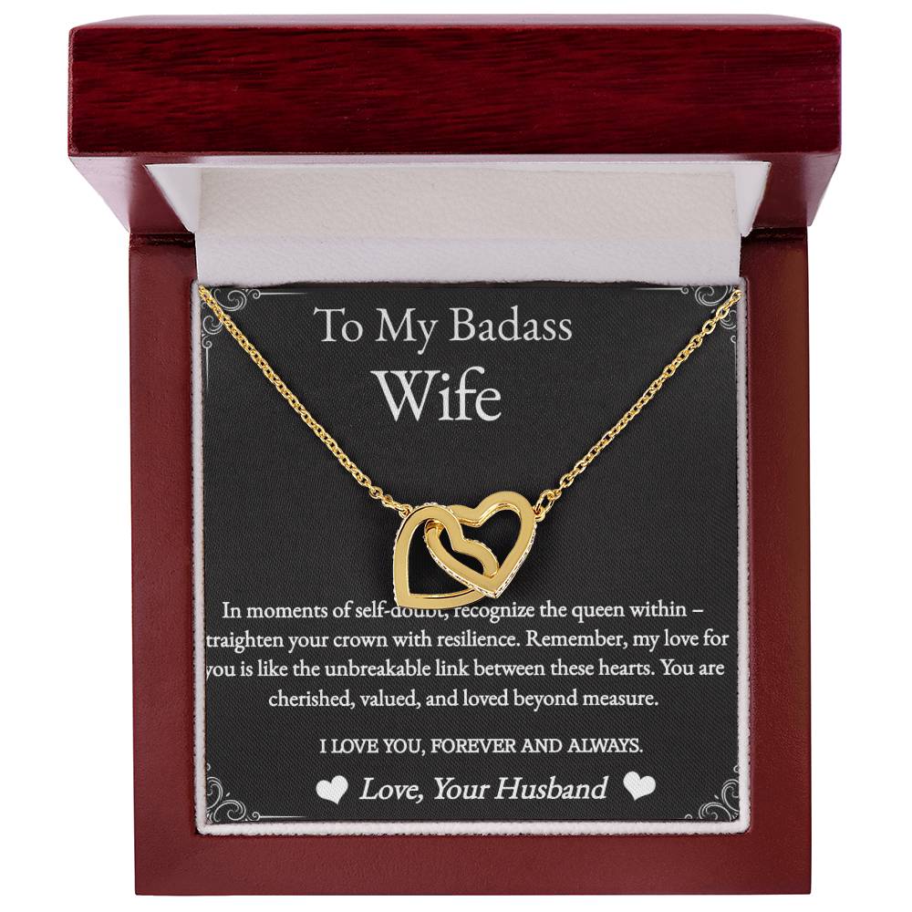 To My Badass Wife Necklace Gift for Wife Birthday Wife Anniversary Gold Heart Necklace