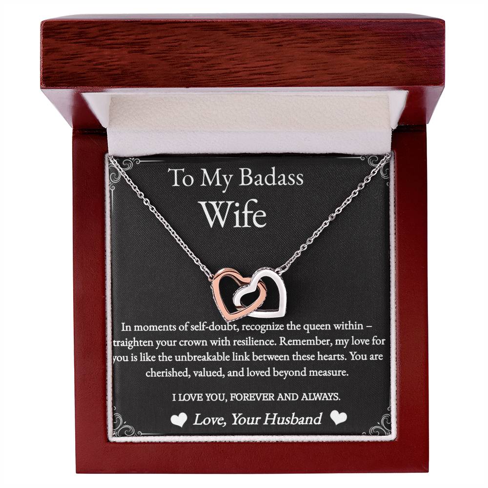 To My Badass Wife Necklace Gift for Wife Birthday Wife Anniversary Gold Heart Necklace