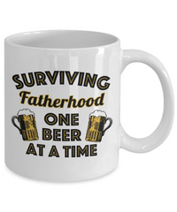 Load image into Gallery viewer, Surviving Fatherhood Funny White Coffee Mug, Father&#39;s Day, Birthday Gifts
