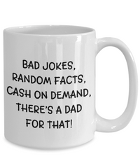 Load image into Gallery viewer, Bad Jokes, Random Facts Coffee Mug, Funny Father&#39;s Day Gift, Dad Birthday
