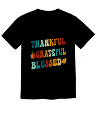 Load image into Gallery viewer, Thankful Grateful Blessed Black Shirt, Thanksgiving Apparel
