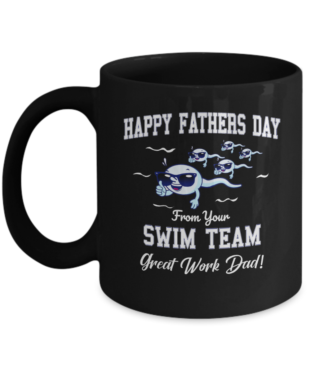 Swim Team Funny Black Coffee Mug, Father's Day Gifts