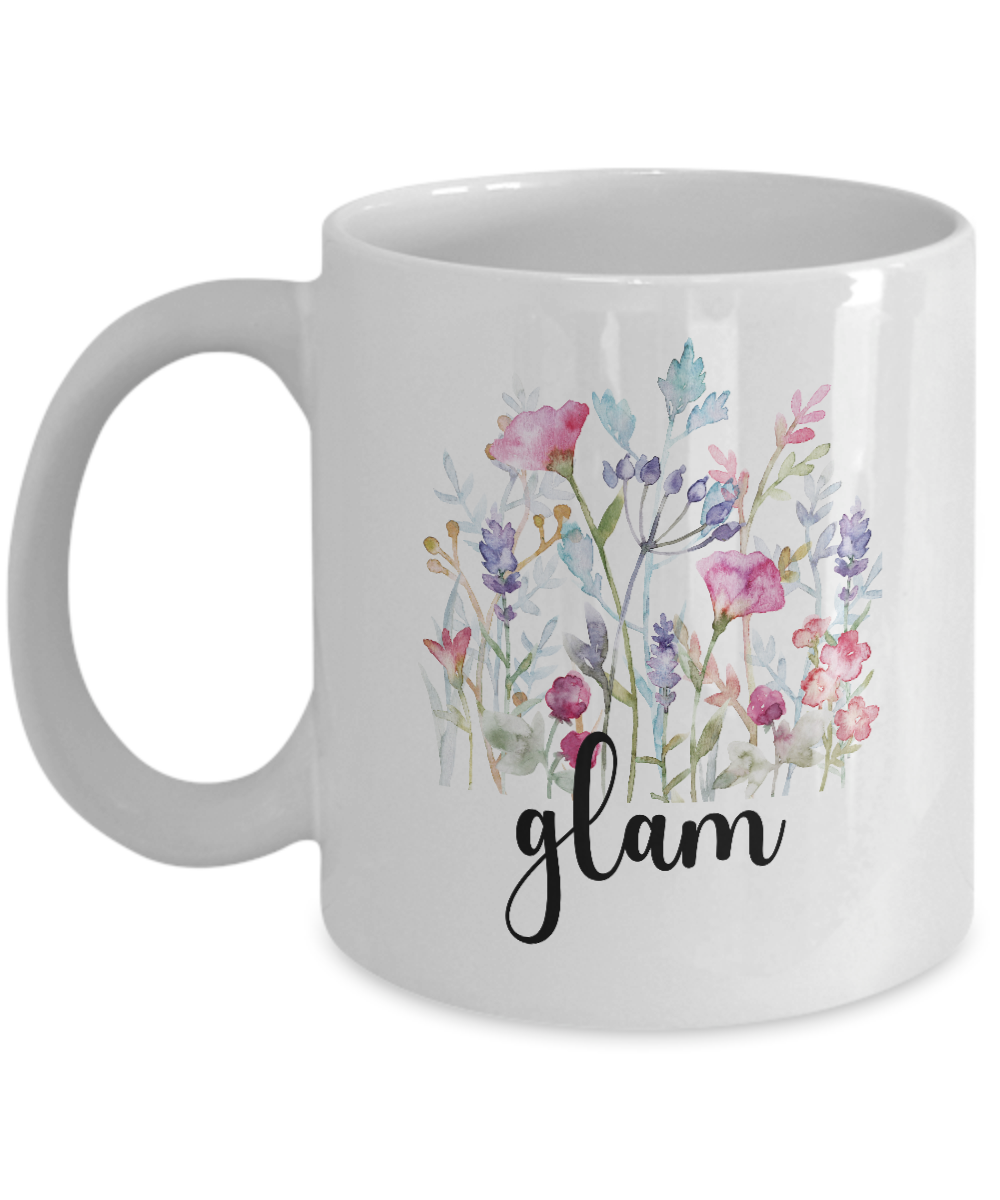 Glam Floral Design Coffee Mug, Glam Coffee Mug, Grandma Gift Ideas, Gift for Glam, Motherâ€™s Day Gift