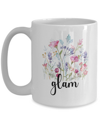 Load image into Gallery viewer, Glam Floral Design Coffee Mug, Glam Coffee Mug, Grandma Gift Ideas, Gift for Glam, Motherâ€™s Day Gift
