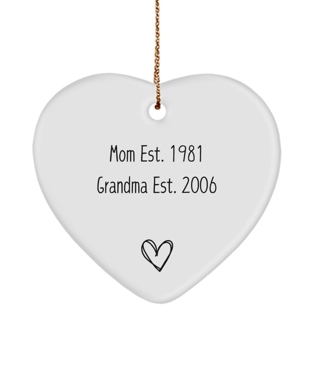 Mom Grandma Personalized Heart Ornament