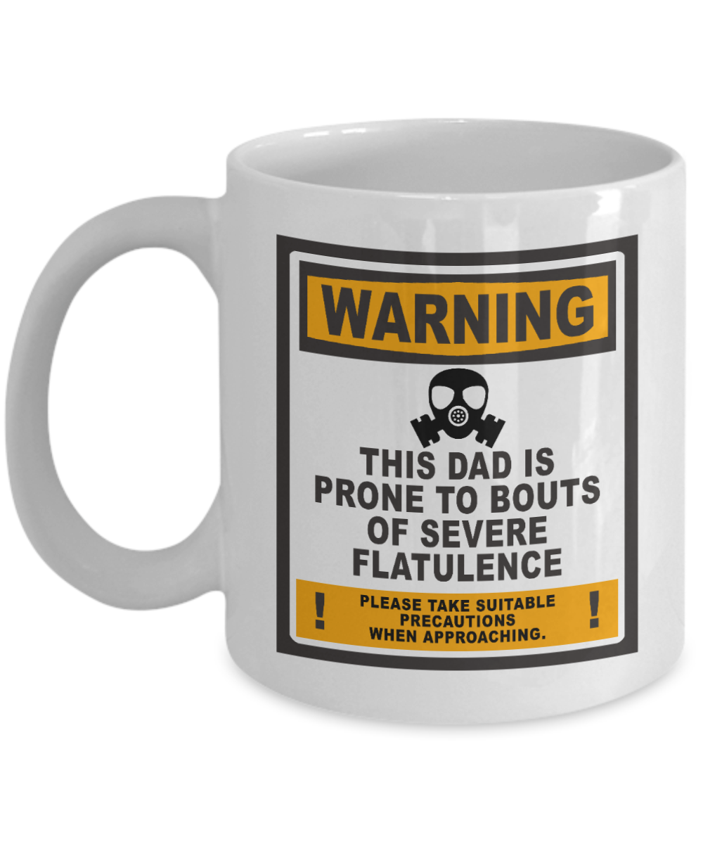 Warning Funny Dad White Coffee Mug, Father's Day, Birthday Gifts