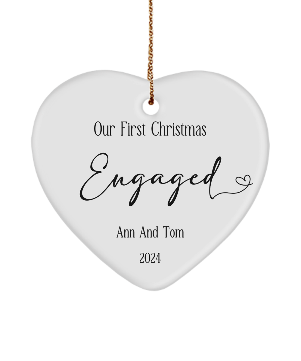 Our First Christmas Engaged Ceramic Ornament, Christmas Gifts