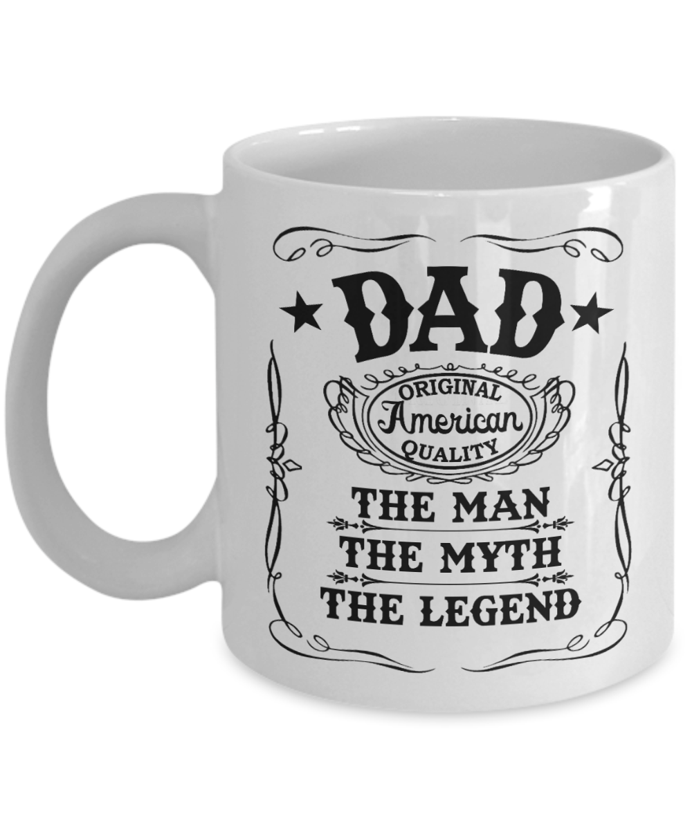 Man Myth Legend Dad White Coffee Mug, Father's Day, Birthday Gifts