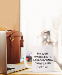 Load image into Gallery viewer, Bad Jokes, Random Facts Coffee Mug, Funny Father&#39;s Day Gift, Dad Birthday

