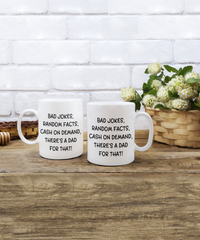 Load image into Gallery viewer, Bad Jokes, Random Facts Coffee Mug, Funny Father&#39;s Day Gift, Dad Birthday

