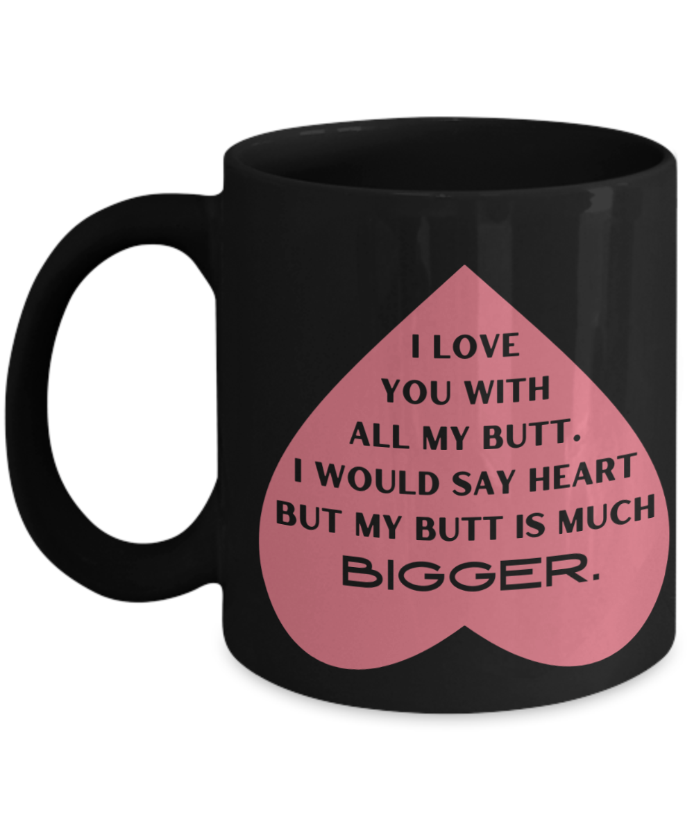 I Love You Heart Black Coffee Mug