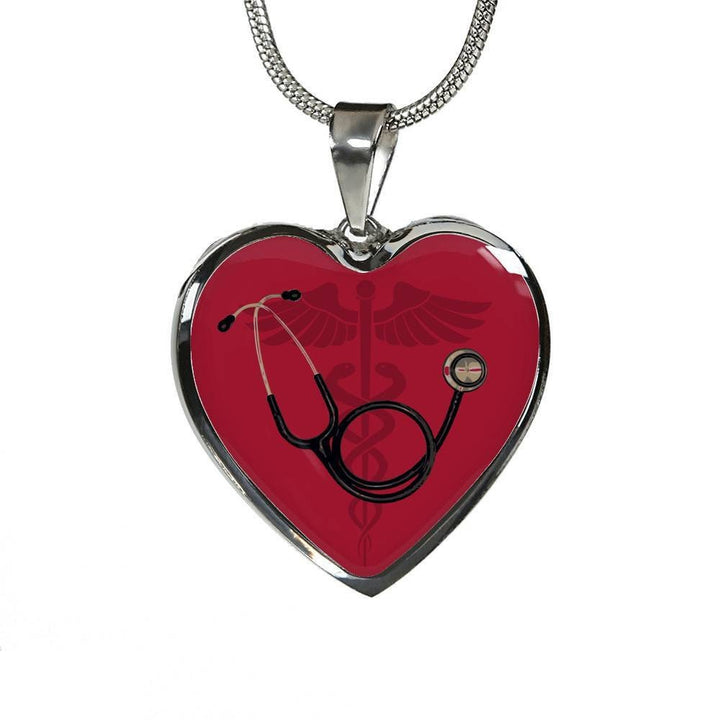 Nurse Stethoscope Silver Heart Pendant, Gifts for medical practitioners