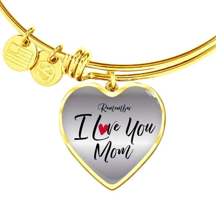 Remember I Love You Mom Gold Heart Bangle, Mothers Day Gift, Beautiful Premium Quality Gift Idea For Mom