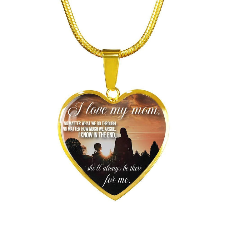 I Love My Mom  Gold Heart Necklace, Mothers Day Gift, Beautiful Premium Quality Gift Idea For Mom