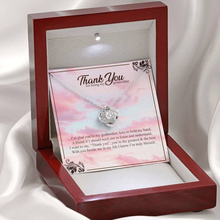 Thank You For Being My Godmother Silver Heart Necklace - Thank You GIft For Your Godmother - Best Selling