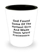 Sarcastic Word Processor Gifts, God Found Some Of The Hottest Girls And Made Them Word Processors., Word Processor Shot Glass From Friends