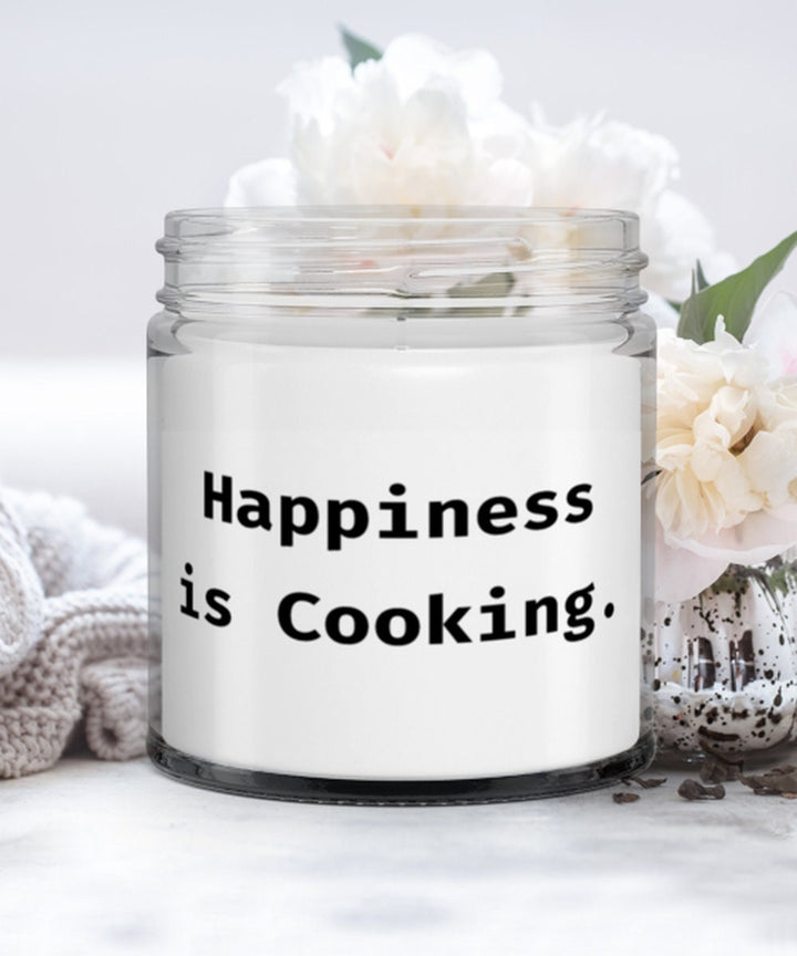 Inspirational Cooking Candle, Happiness Is Cooking., Gifts For Friends, Present From ,  For Cooking