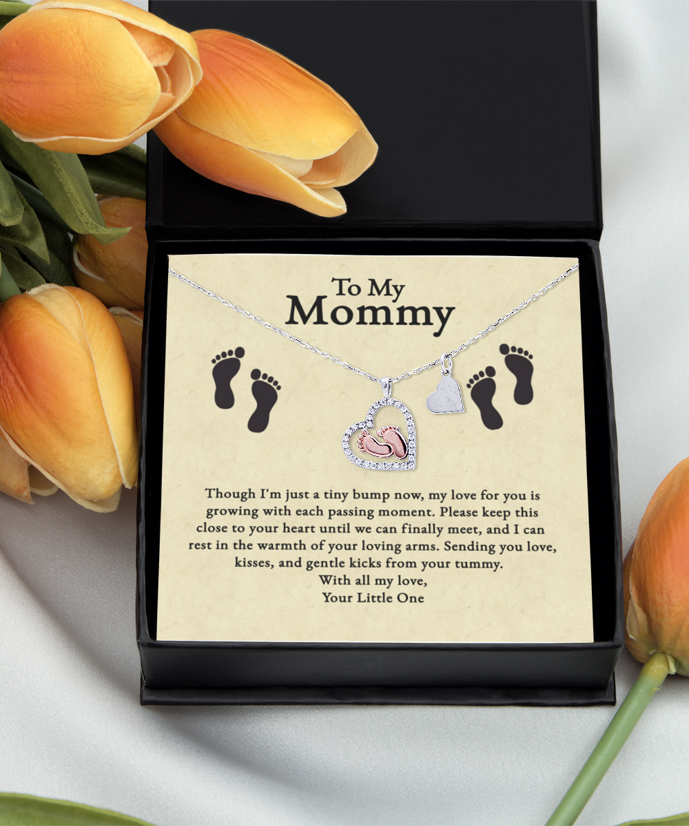 Baby Feet Necklace with Message Card Jewelry for New Mom Keepsake Gift from Baby Gifts for Mom to be, Baby Shower Gifts