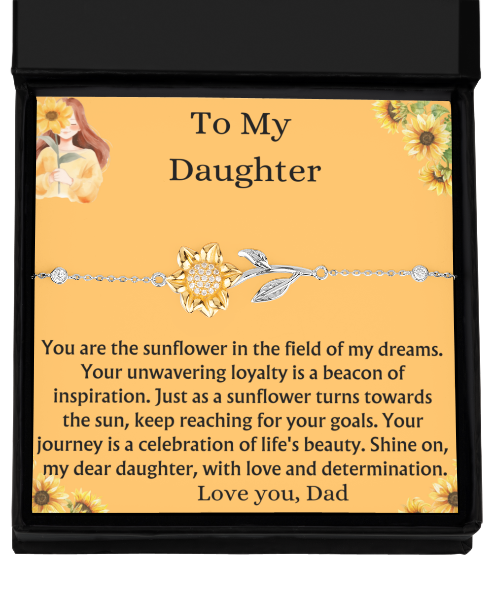 To My Daughter Sunflower Bracelet