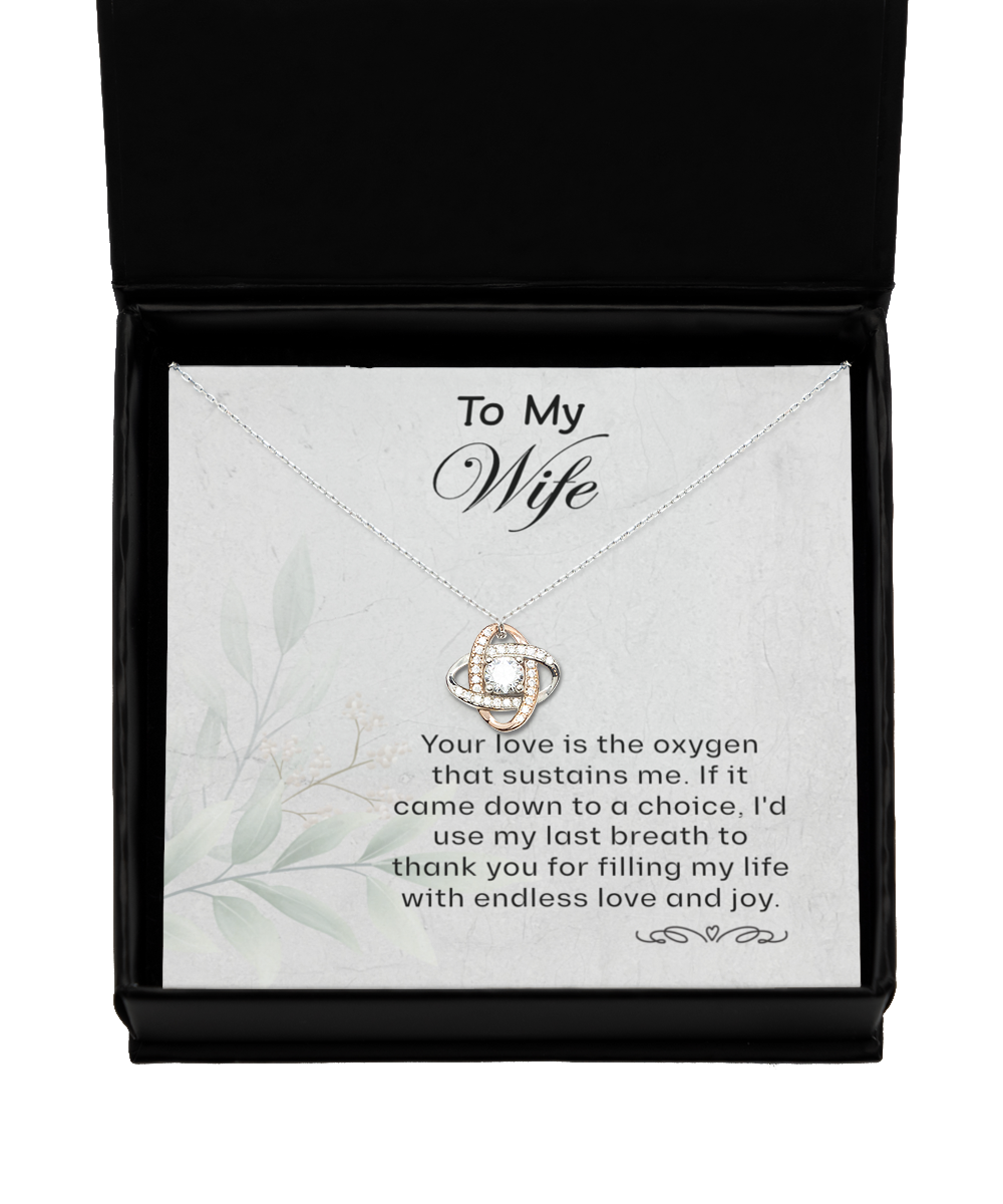 To My Wife Love Knot Rose Gold Necklace