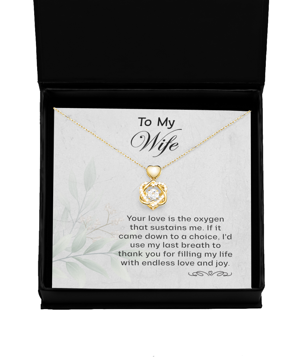 To My Wife Heart Knot Gold Necklace