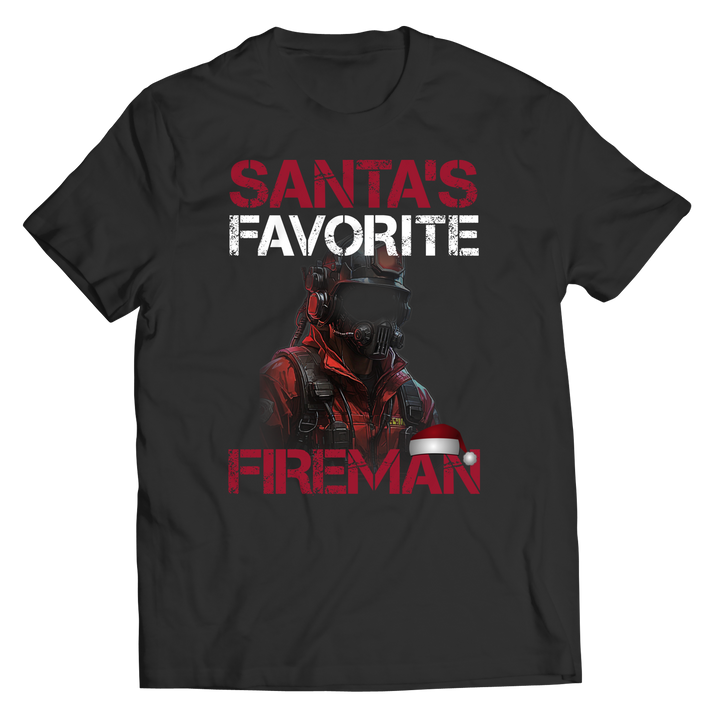 Santa's Favorite Fireman-shirt-black